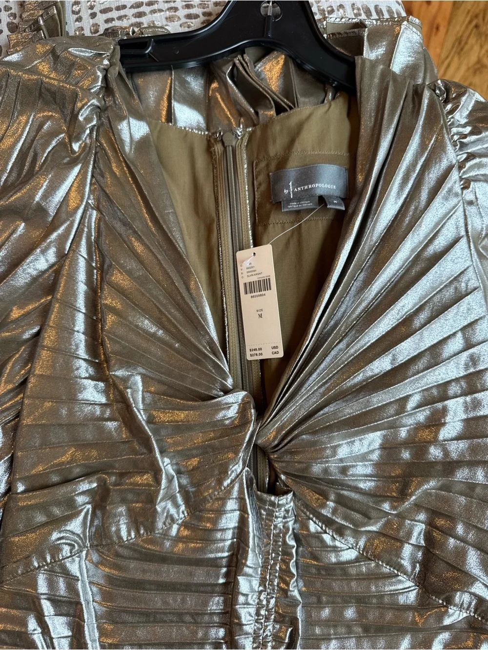 Anthropologie Short Sleeve Metallic Metallic Cutout Midi Dress - Picture 4 of 6